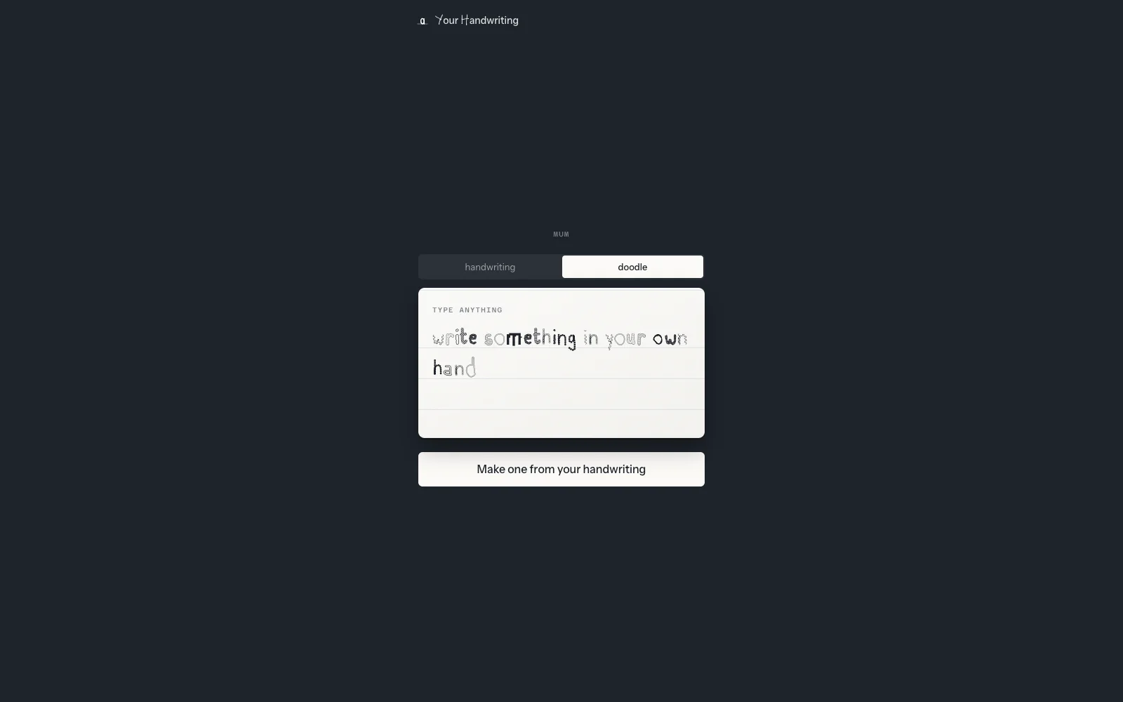 The same sent font, switched to its doodle face