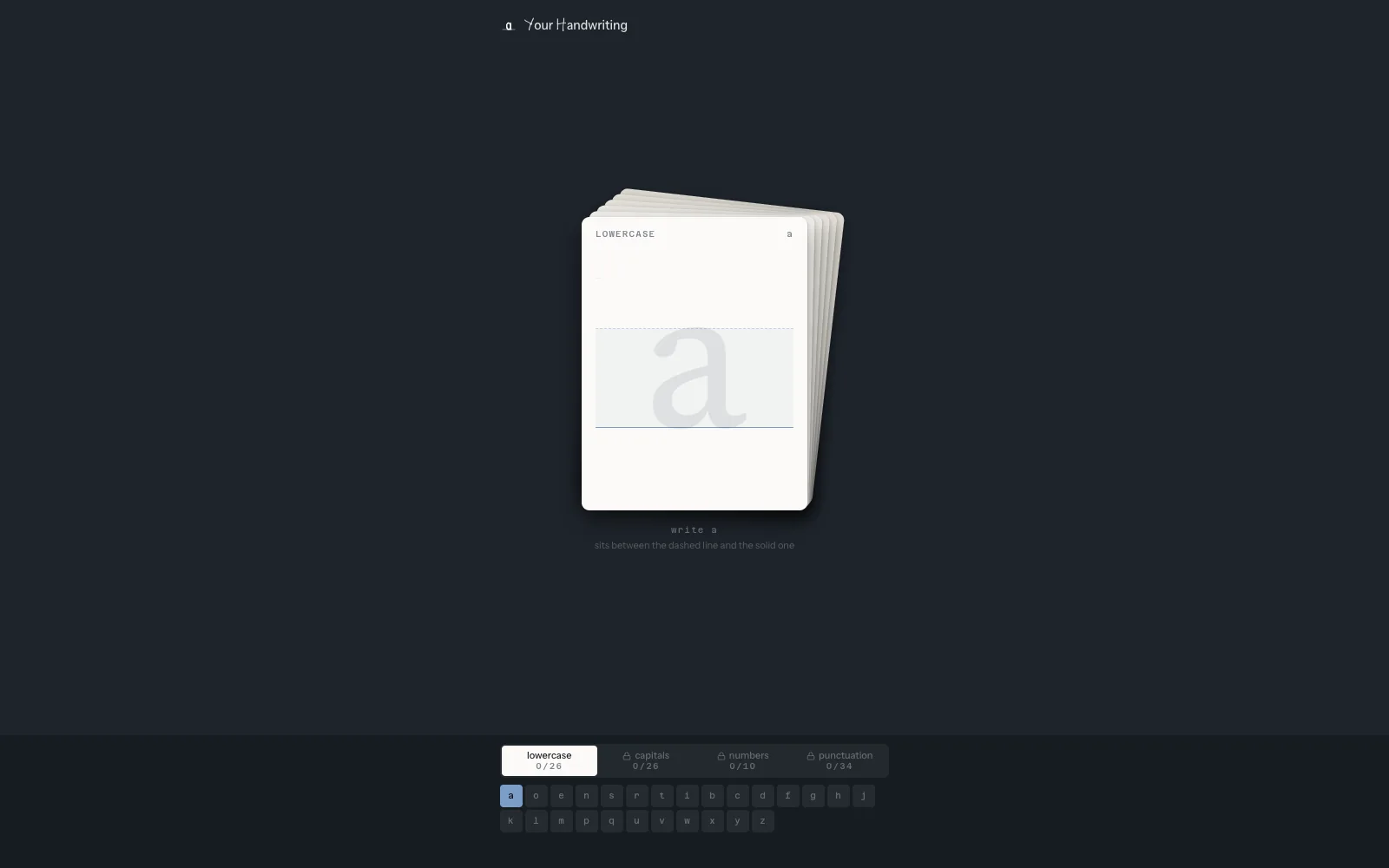 Writing the alphabet, one letter at a time